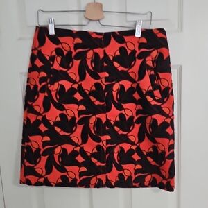 Ann Taylor Black and Red Floral Mini Skirt